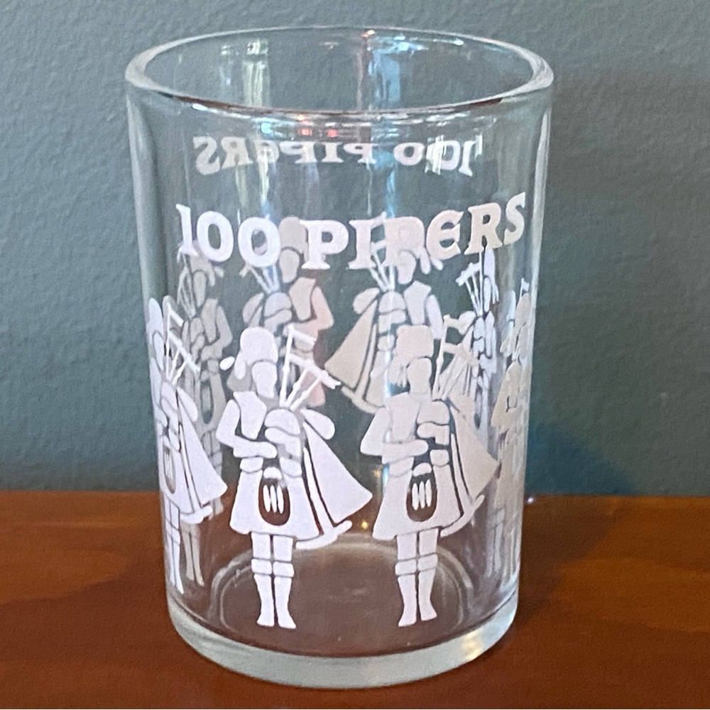 Bagpiper 100 Pipers Shot Glasses Whiskey Clear Glass Etched Scotland Bag Piper